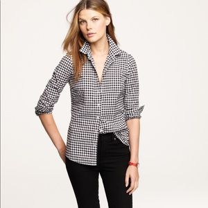 J Crew Perfect Shirt Navy White Gingham
